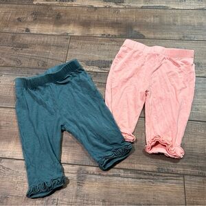 Silkberry Baby Bamboo Leggings pants‎ Lot Of 2 Green Pink Soft